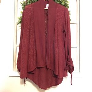 Beautiful Burgundy Cardigan with Detailed Back